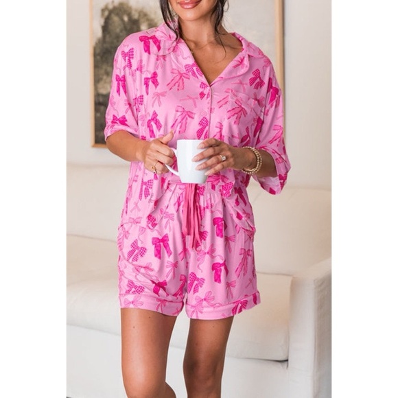 Other - Double Pink Bow Pajama Set